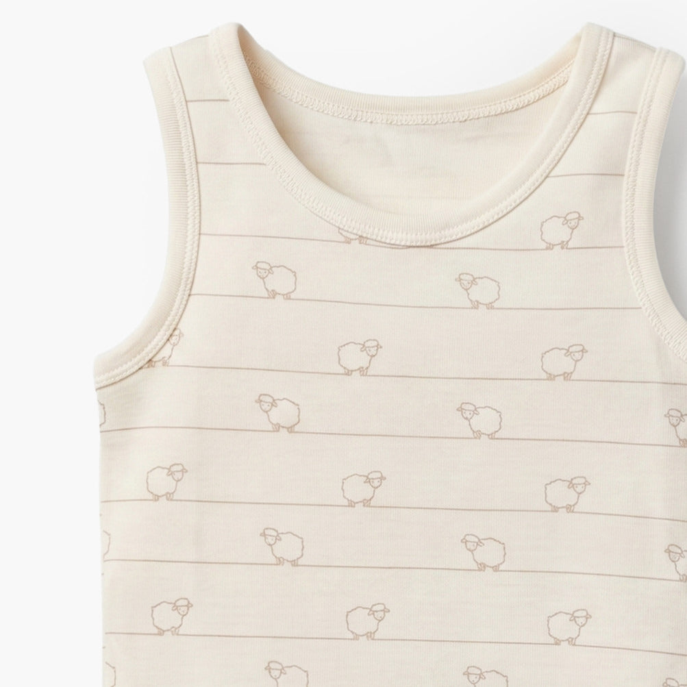 Pack of 7 Juniors Cotton Round Neck Sleeveless Bodysuit with Snap Button Closure