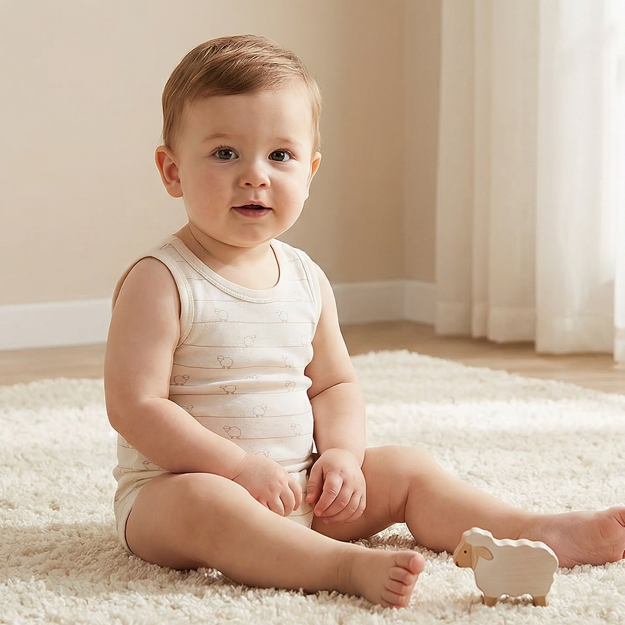 Pack of 7 Juniors Cotton Round Neck Sleeveless Bodysuit with Snap Button Closure