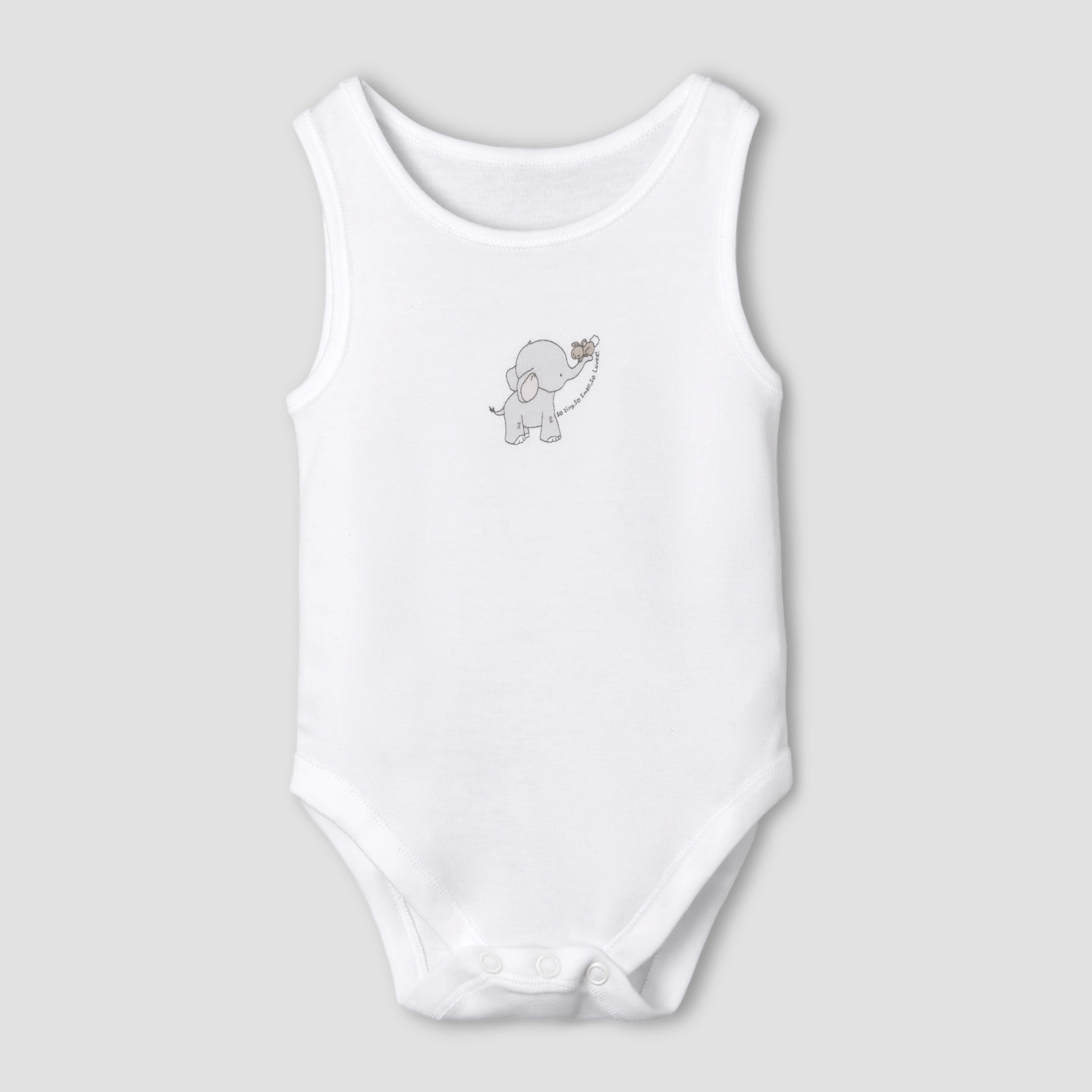 Set of 7 Juniors Round Neck Sleeveless Bodysuit with Elephant Print