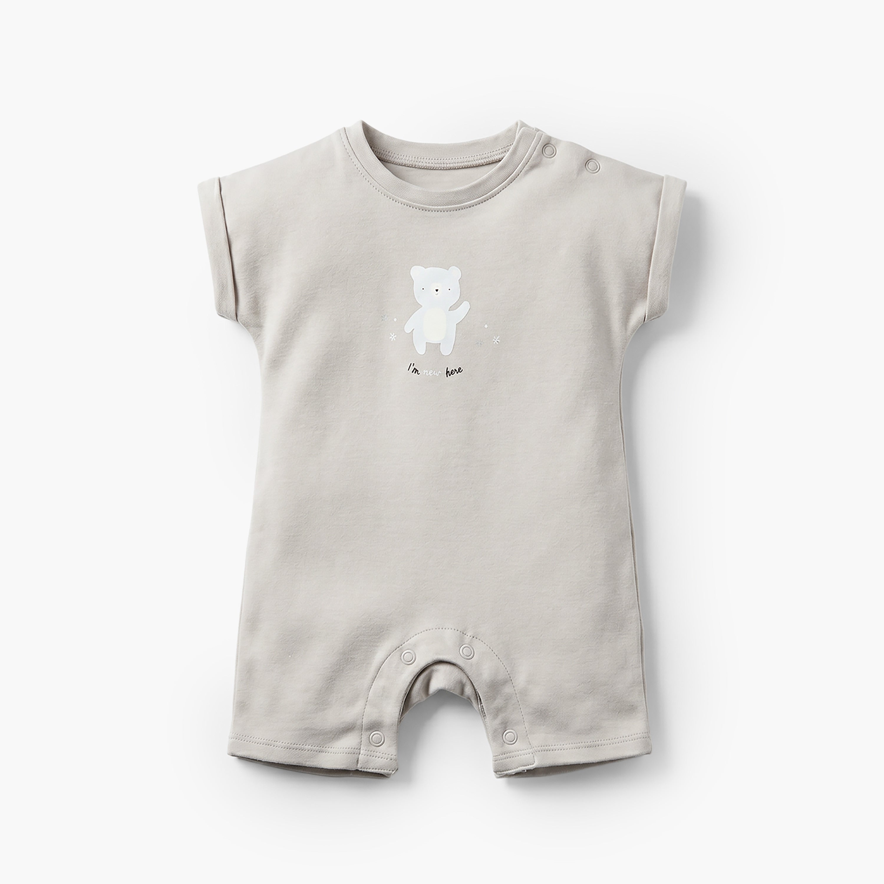 Pack of 4 Juniors Crew Neck Short Sleeve Romper with Snap Button Closure
