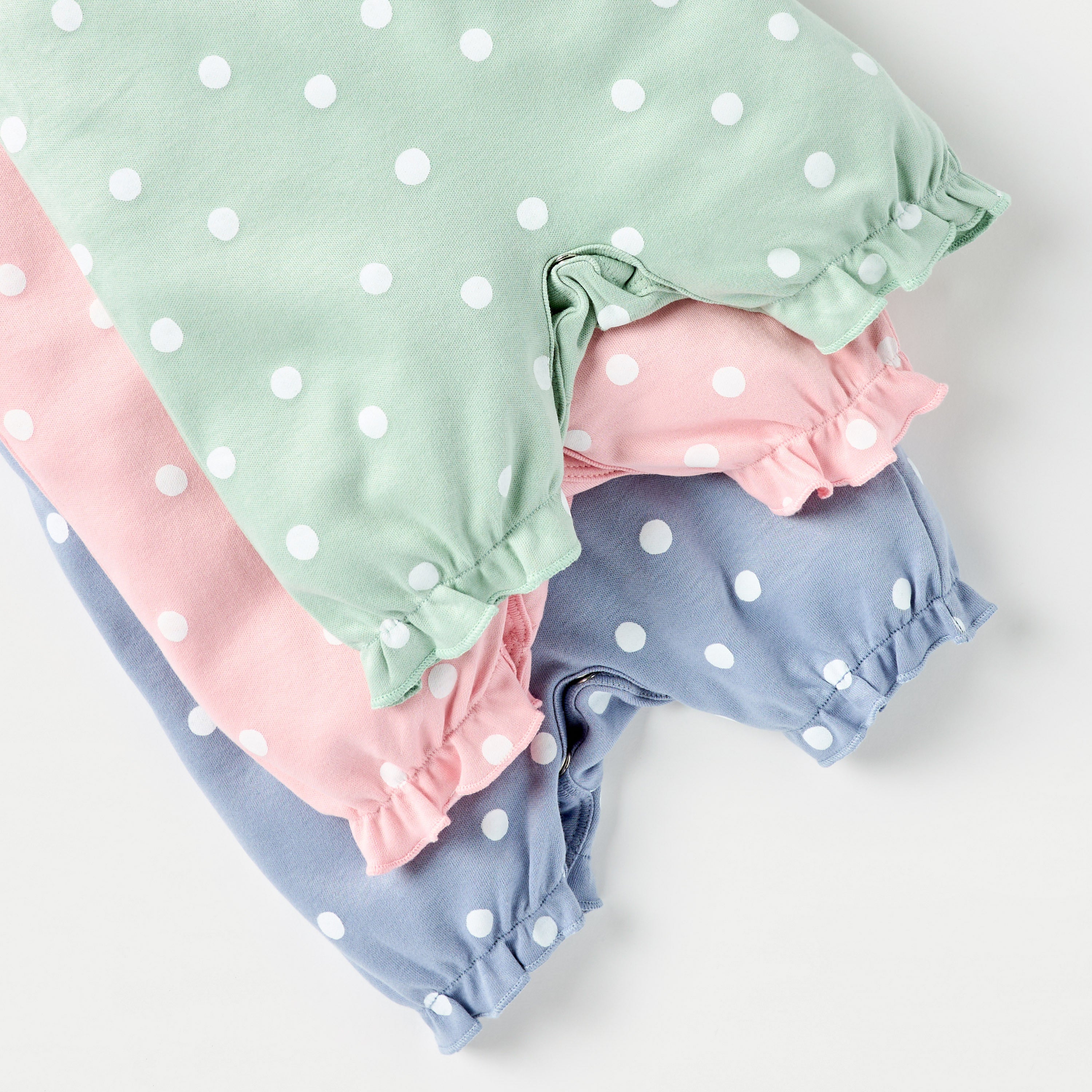 Juniors Polka Dot Print Romper with Button Closure - Set of 3