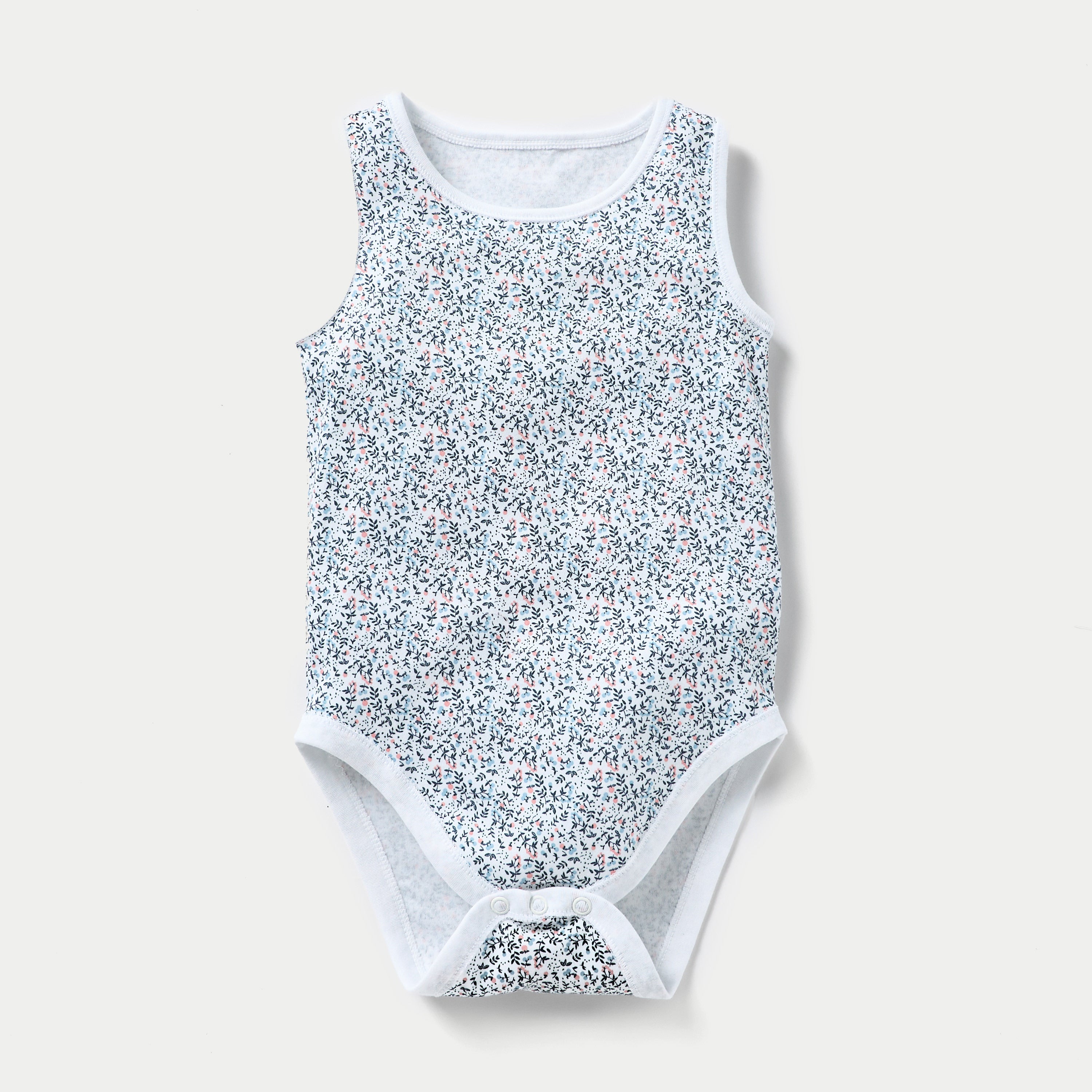 Juniors Printed Sleeveless Bodysuit with Button Closure - Set of 5