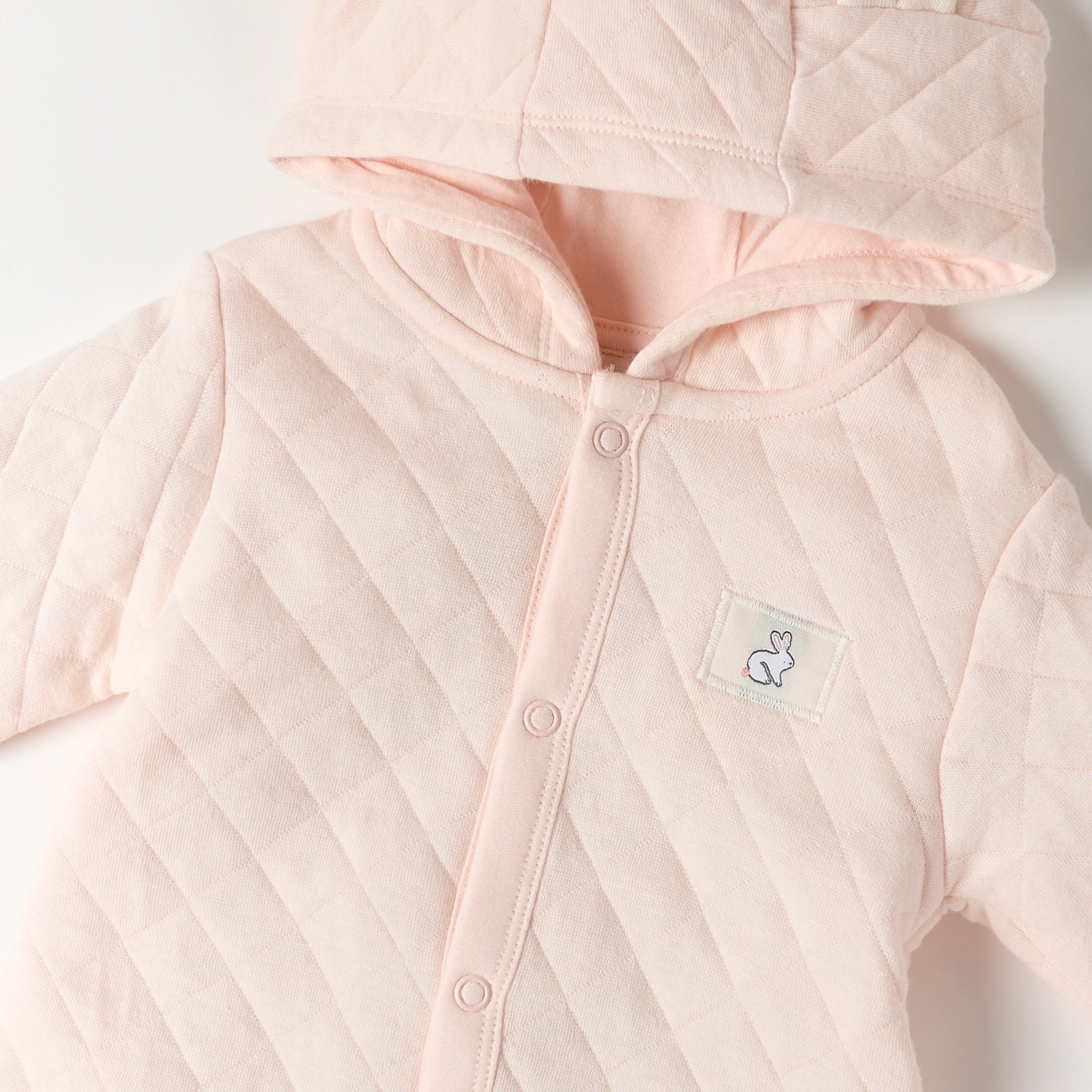 Juniors Quilted Ear Applique Closed Feet Hooded Sleepsuit with Button Closure