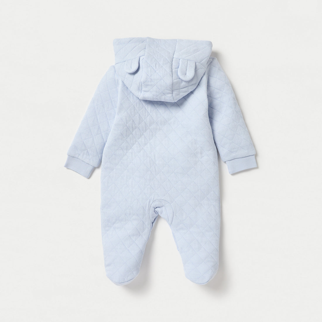Juniors Quilted Hooded Sleepsuit with Long Sleeves and Button Closure