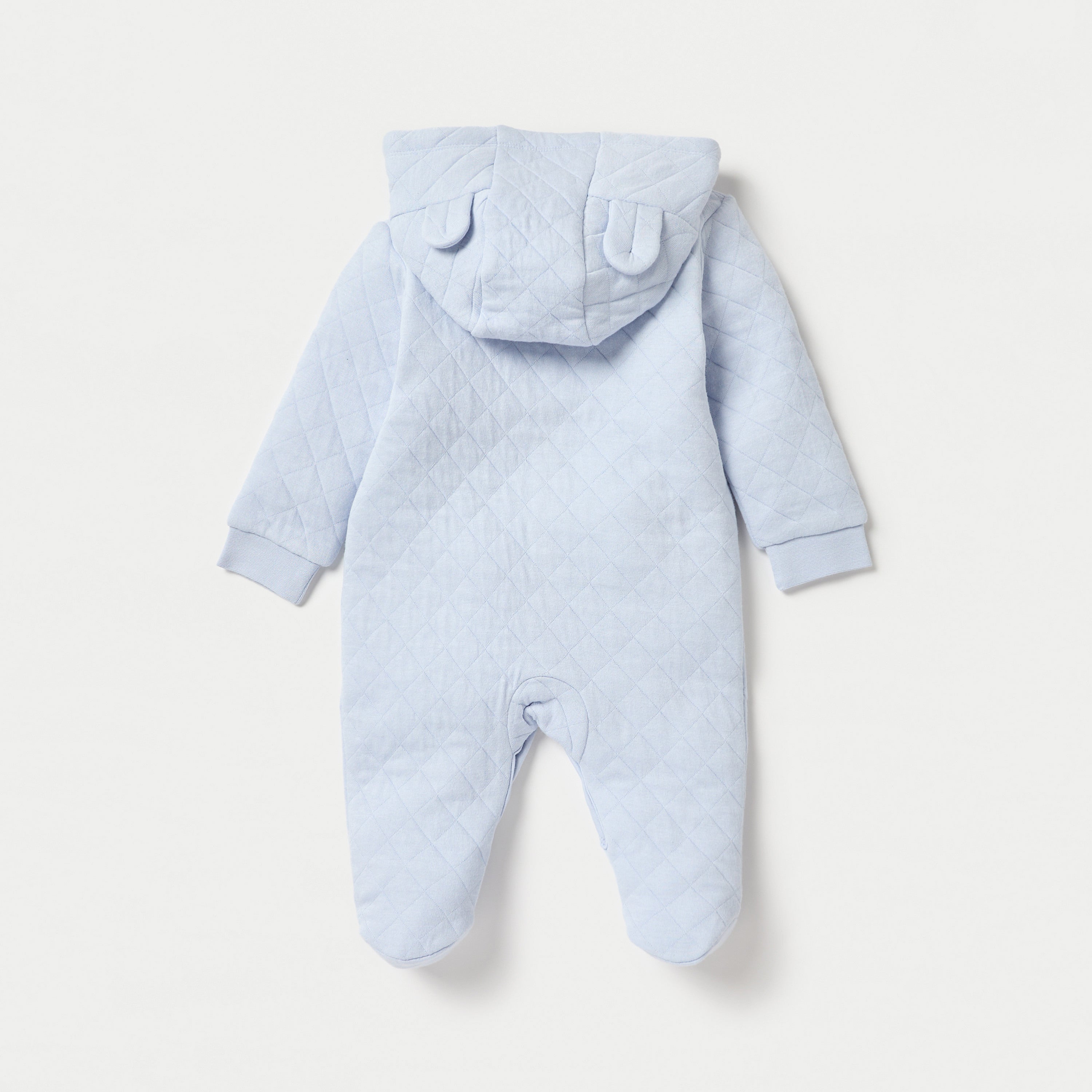 Juniors Quilted Hooded Sleepsuit with Long Sleeves and Button Closure