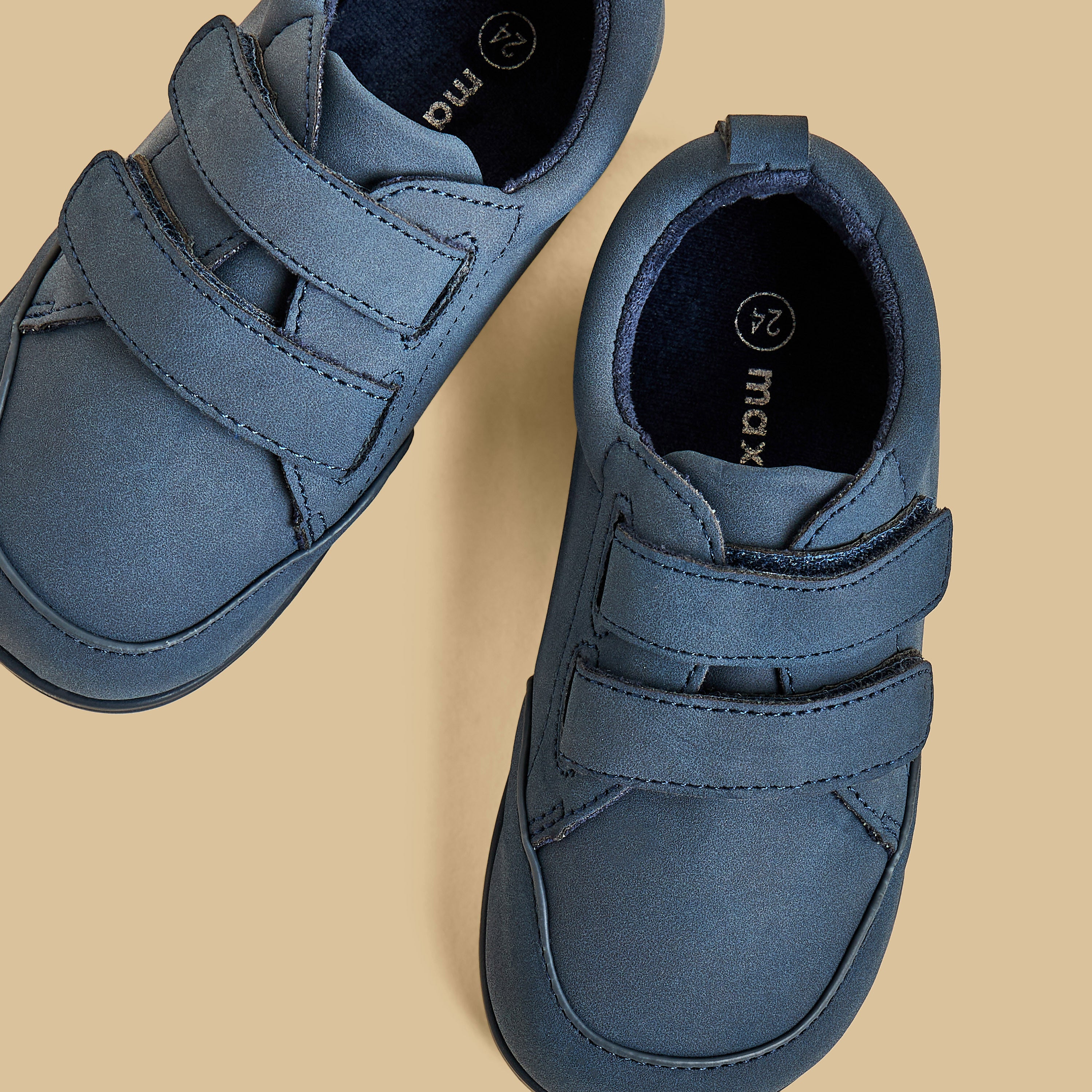Plain Sneakers with Hook and Loop Closure