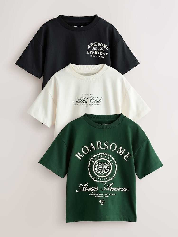Green Tiger Short Sleeve Graphic T-Shirts 3 Pack (3mths-7yrs) - Size 3-6 Months (62-68cm) - Green Tiger