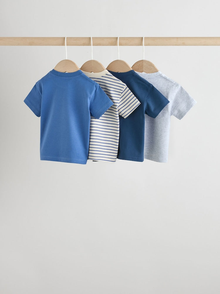 Blue Short Sleeve Baby T-Shirts 4 Pack (0mths-2yrs)