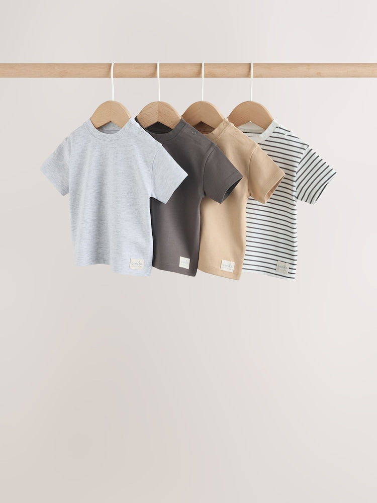 Mono/Neutral Short Sleeve Baby T-Shirts 4 Pack (0mths-2yrs)