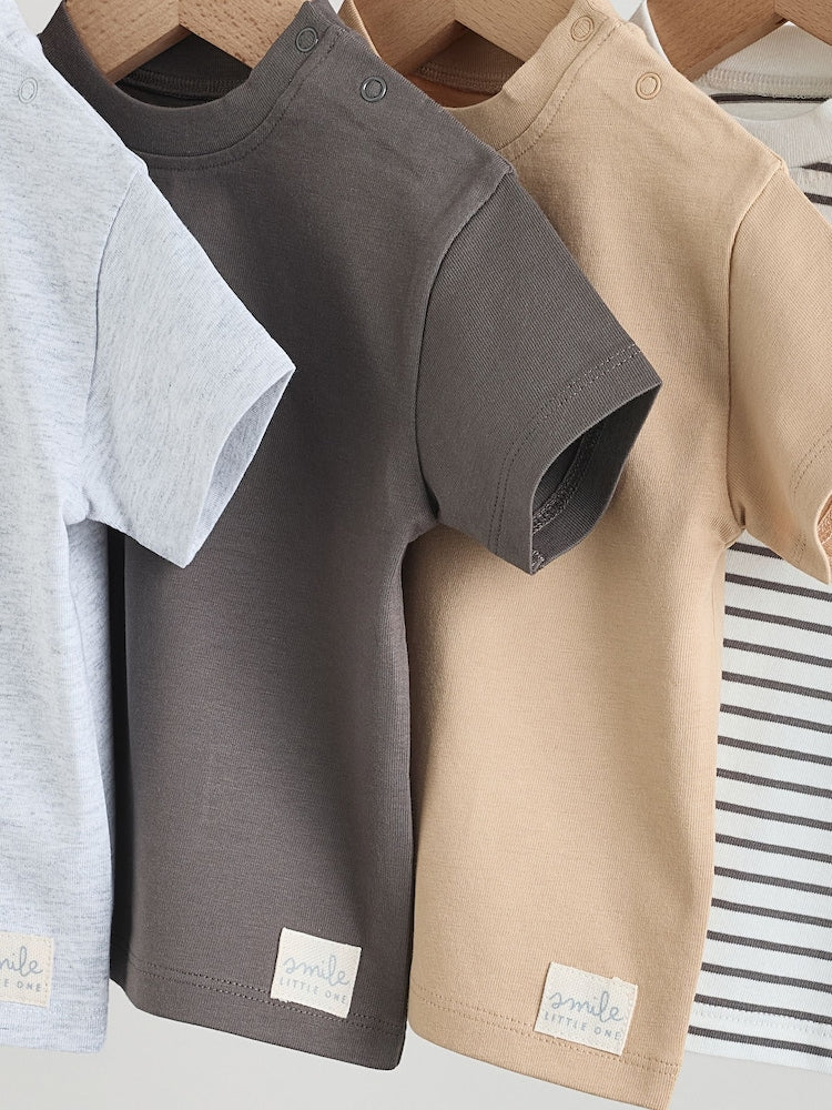 Mono/Neutral Short Sleeve Baby T-Shirts 4 Pack (0mths-2yrs)