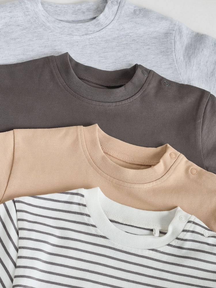 Mono/Neutral Short Sleeve Baby T-Shirts 4 Pack (0mths-2yrs)