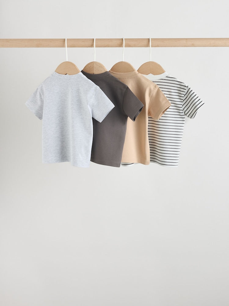 Mono/Neutral Short Sleeve Baby T-Shirts 4 Pack (0mths-2yrs)
