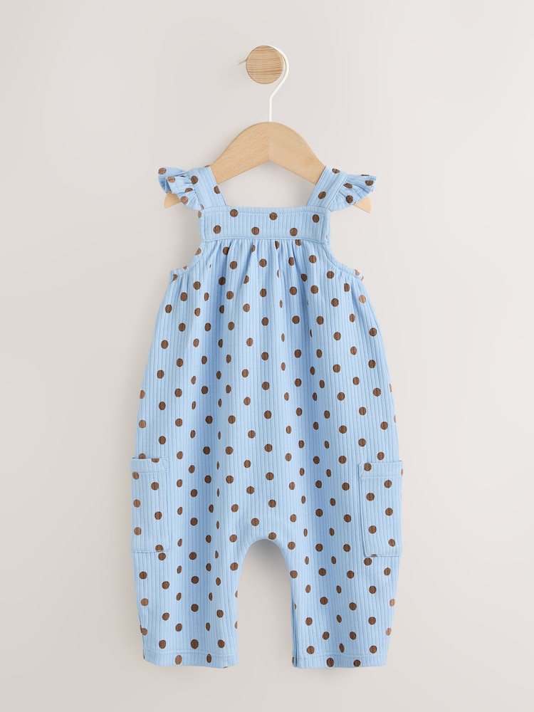 Blue Spot Baby Long Leg Jersey Romper (0mths-3yrs) - Blue Spot / 12-18 Months (80-86cm)