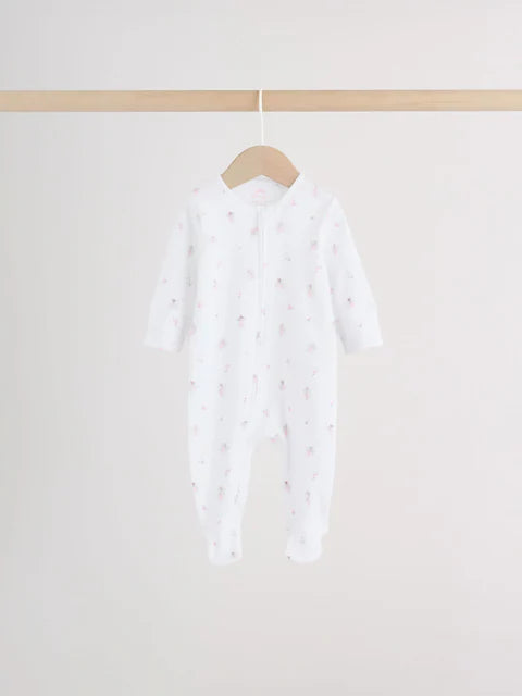 Pink Two Way Zip Baby Sleepsuit 4 Pack (0mths-2yrs)