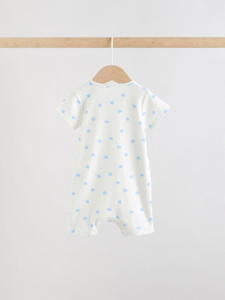 Blue Two Way Zip Baby Rompers 3 Pack (0mths-3yrs)
