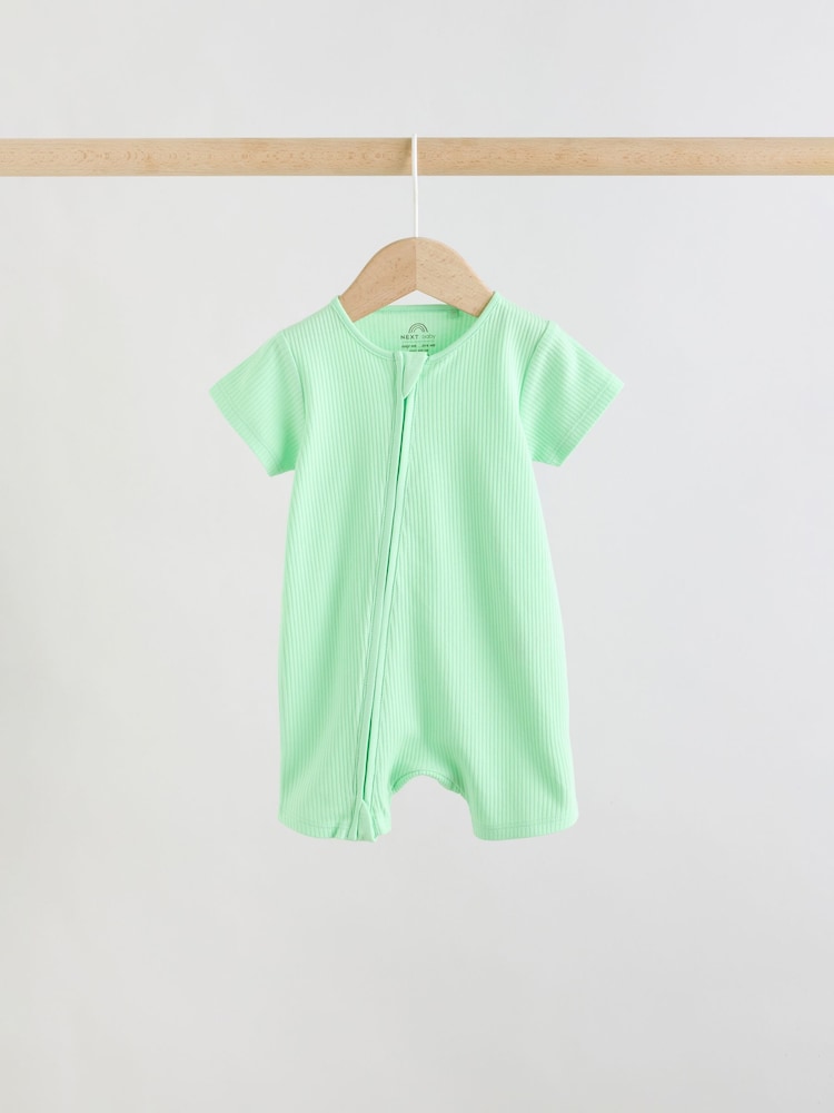 Blue Two Way Zip Baby Rompers 3 Pack (0mths-3yrs)