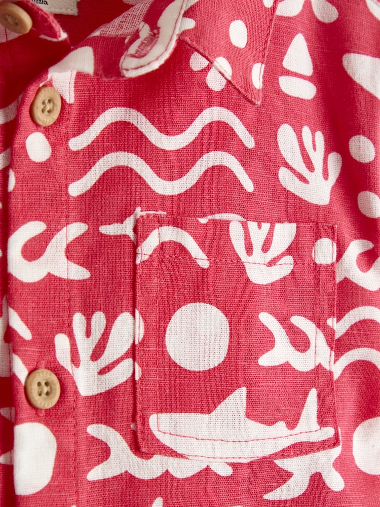 JoJo Maman Bébé Red Ocean 2-Piece Shirt & Short Set