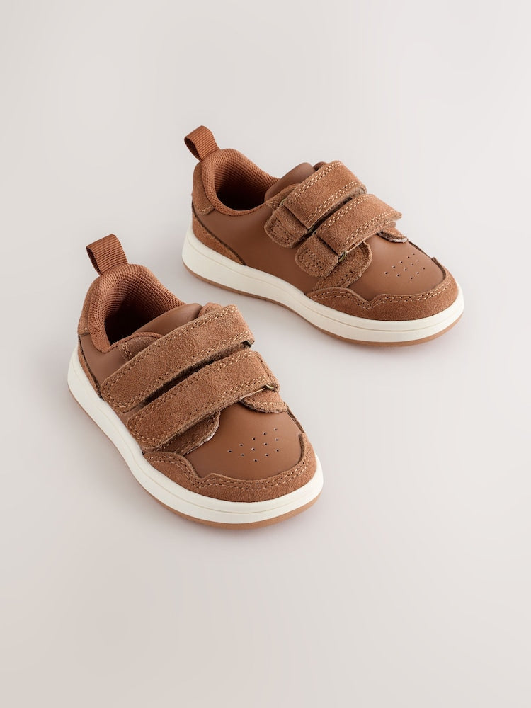 Tan Brown Standard Fit (F) Touch Fastening Leather First Walker Baby Shoes