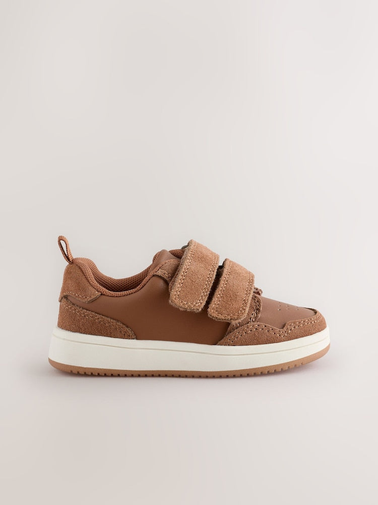 Tan Brown Standard Fit (F) Touch Fastening Leather First Walker Baby Shoes
