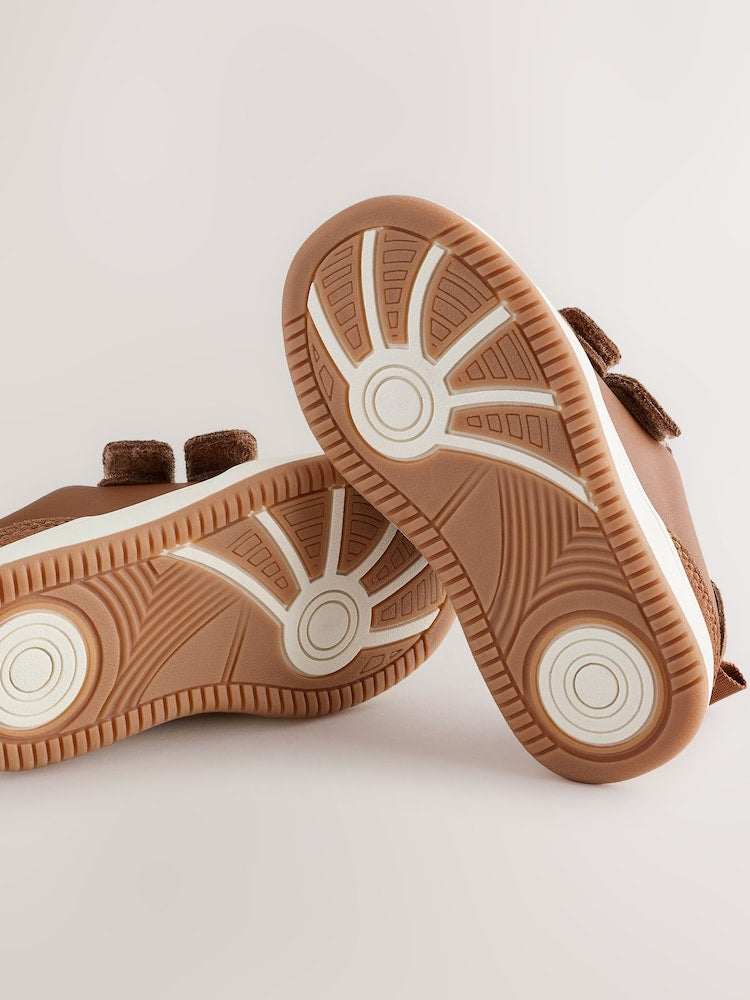Tan Brown Standard Fit (F) Touch Fastening Leather First Walker Baby Shoes