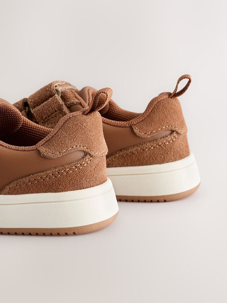 Tan Brown Standard Fit (F) Touch Fastening Leather First Walker Baby Shoes