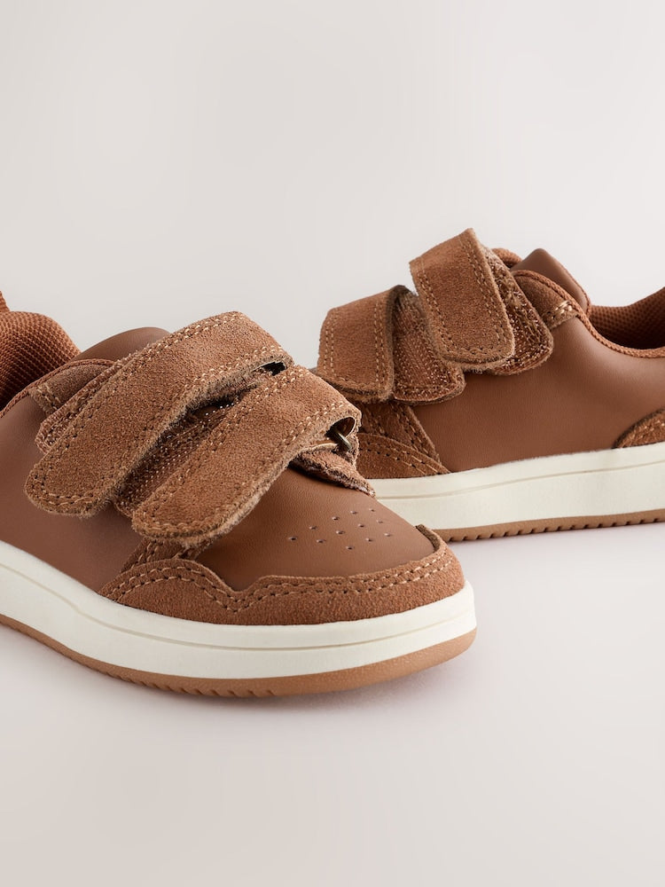 Tan Brown Standard Fit (F) Touch Fastening Leather First Walker Baby Shoes