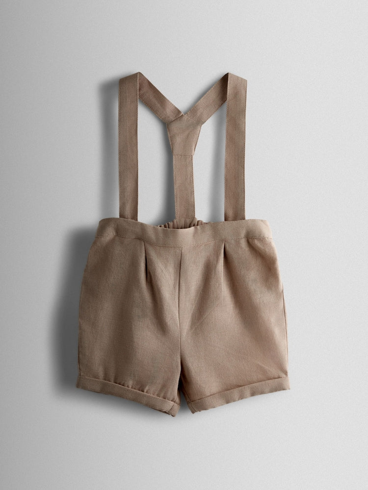 JoJo Maman Bébé Natural 2-Piece Grandad Shirt & Shorts Set