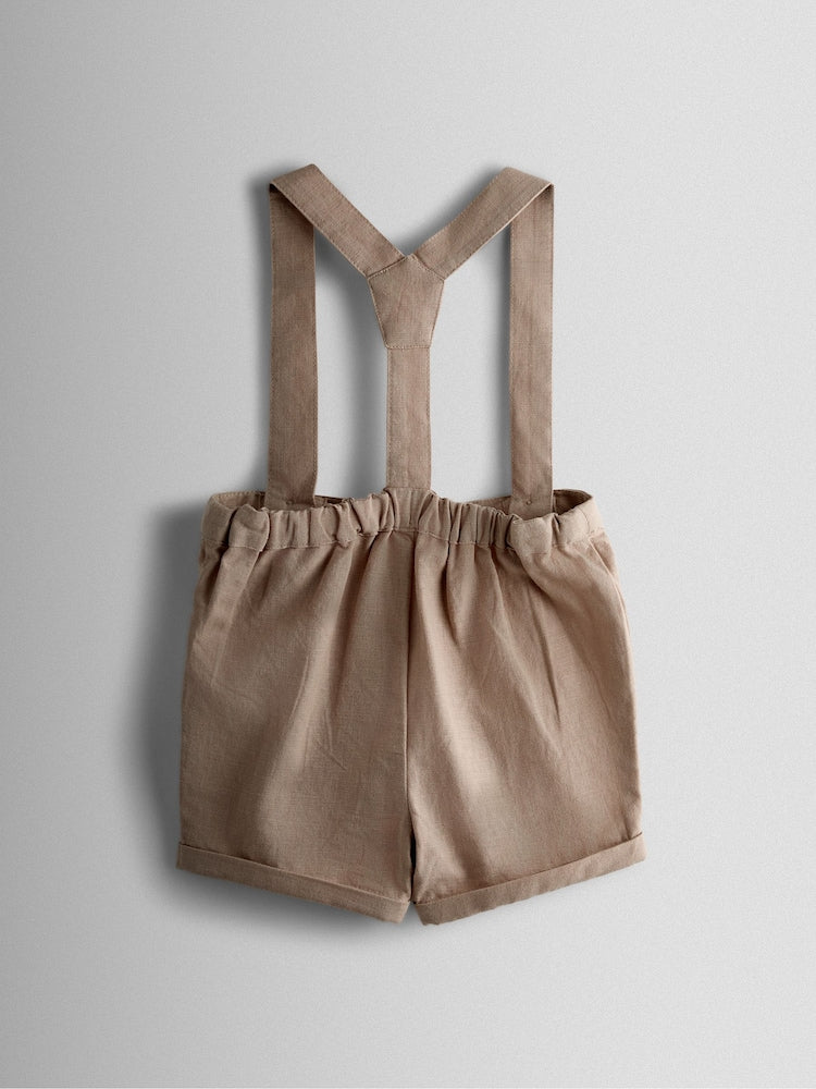 JoJo Maman Bébé Natural 2-Piece Grandad Shirt & Shorts Set
