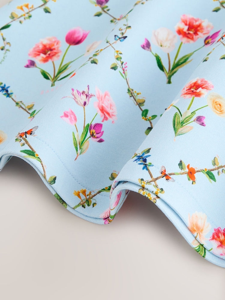 Baker by Ted Baker Blue Trellis Print Floral Ponte Dress
