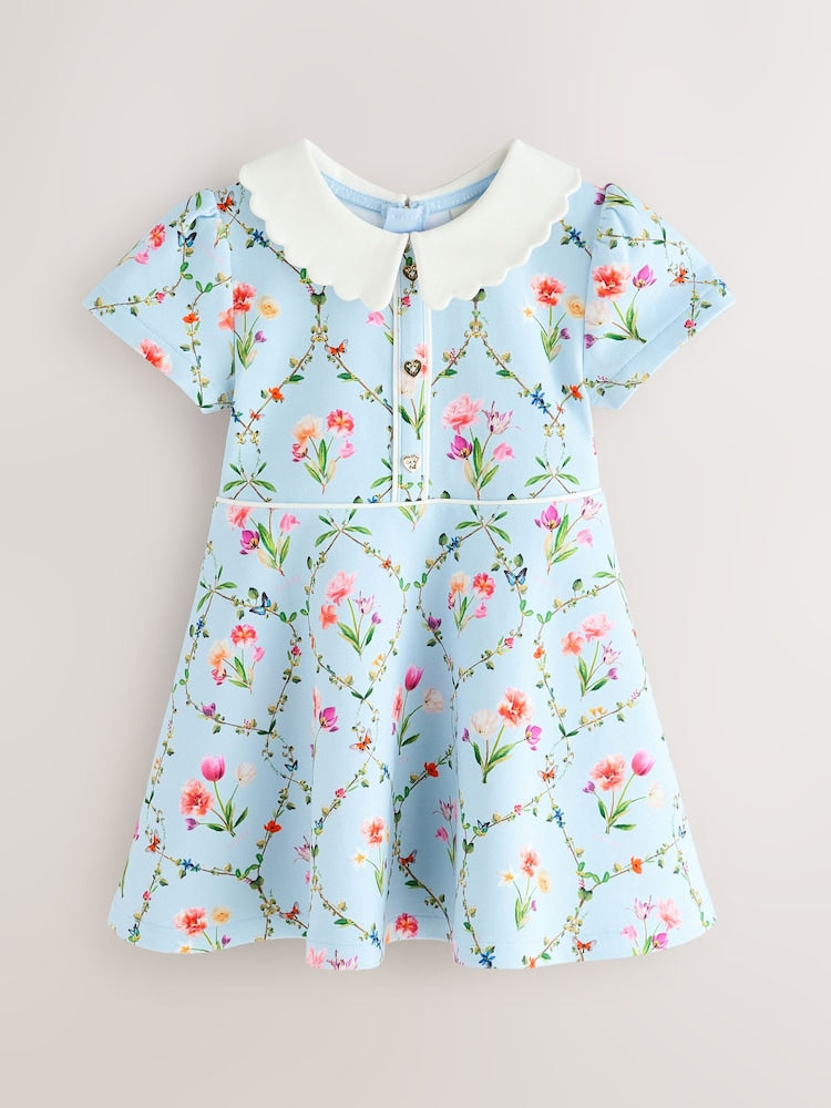Baker by Ted Baker Blue Trellis Print Floral Ponte Dress