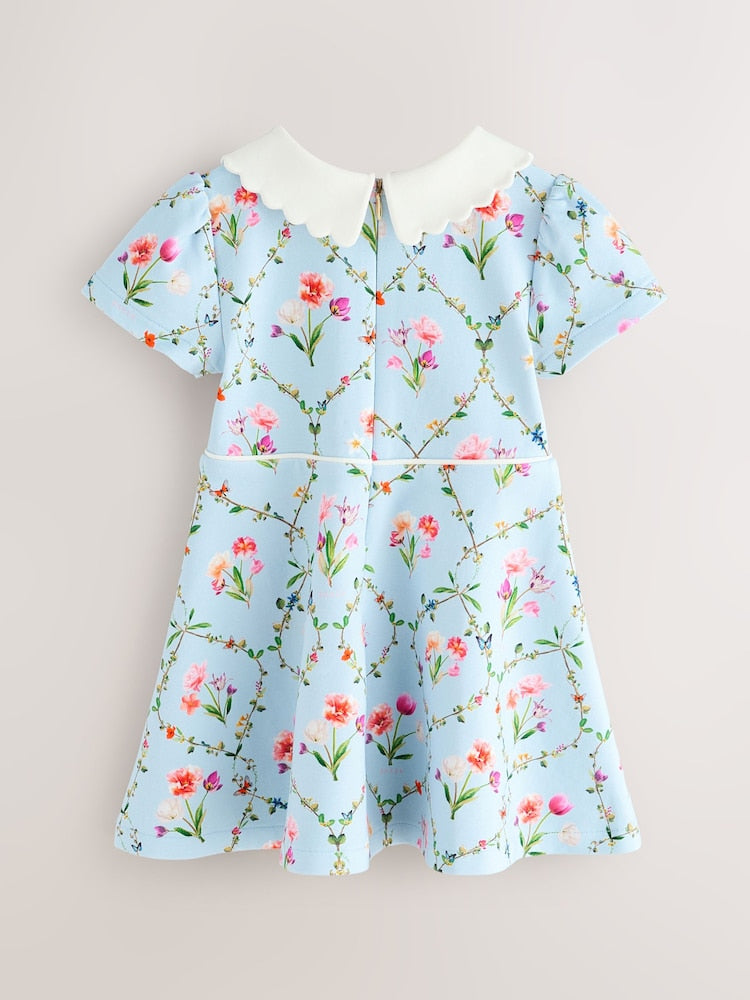 Baker by Ted Baker Blue Trellis Print Floral Ponte Dress