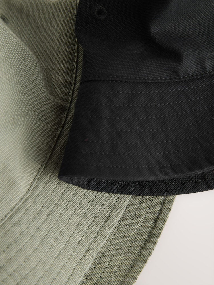 Black/Khaki Green Plain Bucket Hats 2 Pack (3mths-16yrs)