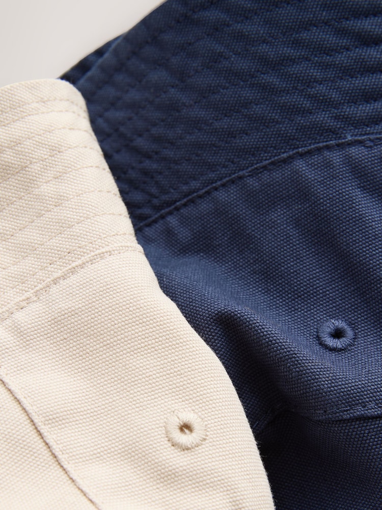 Navy Blue/Stone Plain Bucket Hats 2 Pack (3mths-16yrs)