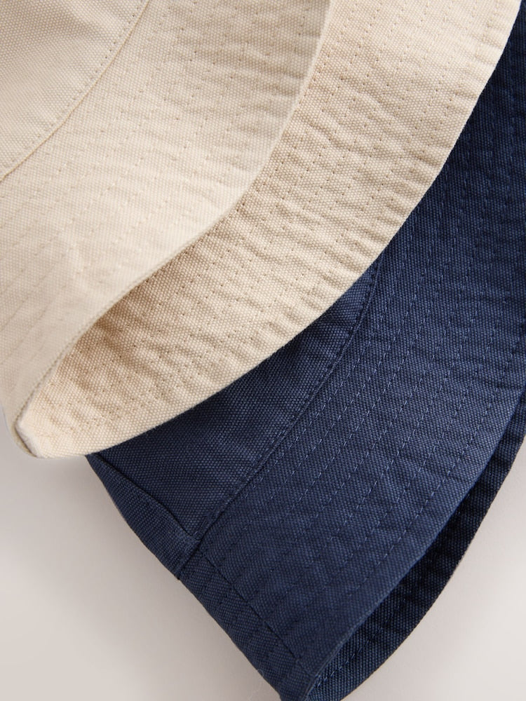 Navy Blue/Stone Plain Bucket Hats 2 Pack (3mths-16yrs)