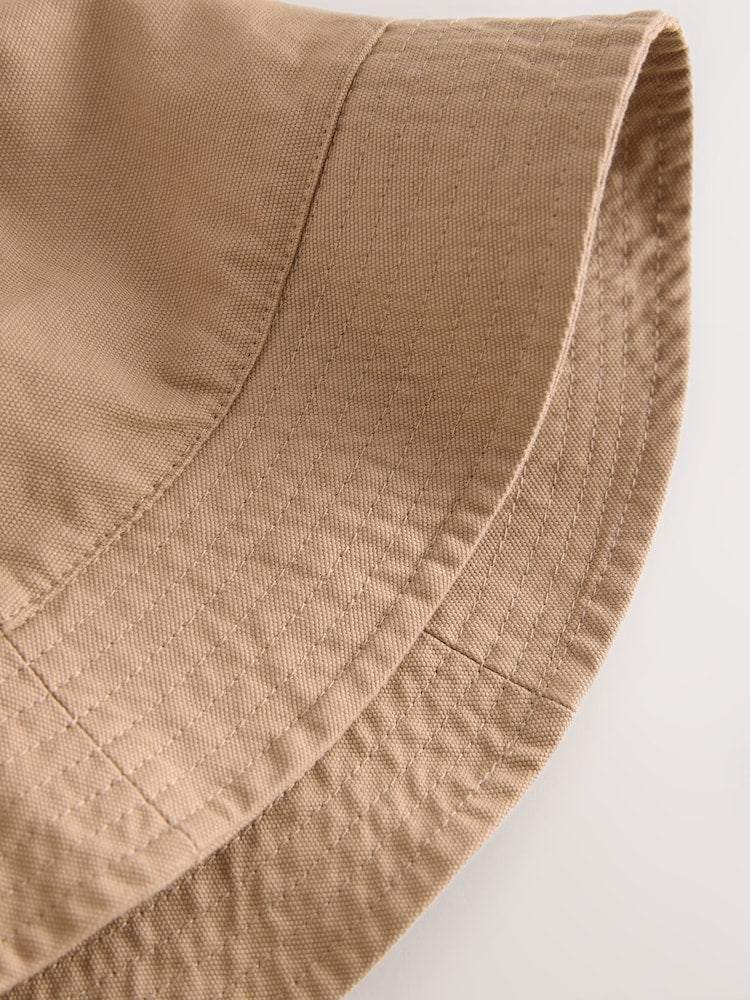 Cement Brown Cotton Canvas Bucket Hat (3mths-16yrs)