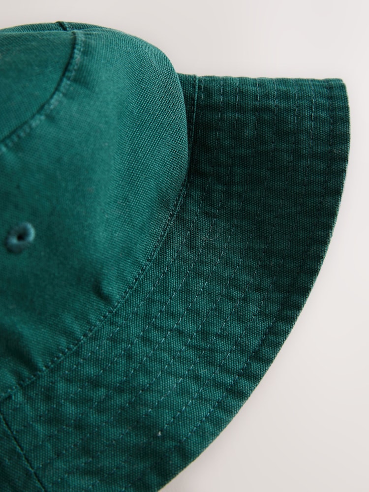 Green Cotton Canvas Bucket Hat (3mths-16yrs)