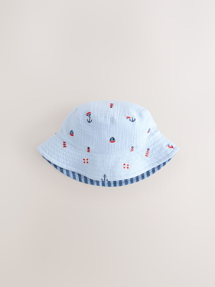 Blue Boats Cap Bucket Hats 2 Pack (3mths-10yrs)