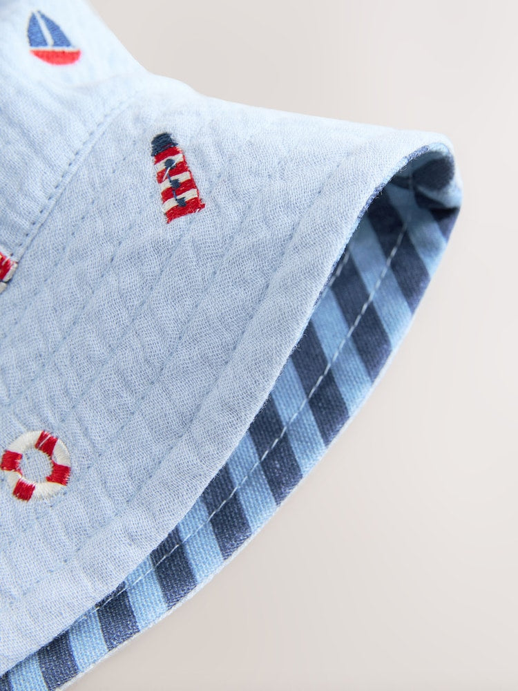 Blue Boats Cap Bucket Hats 2 Pack (3mths-10yrs)