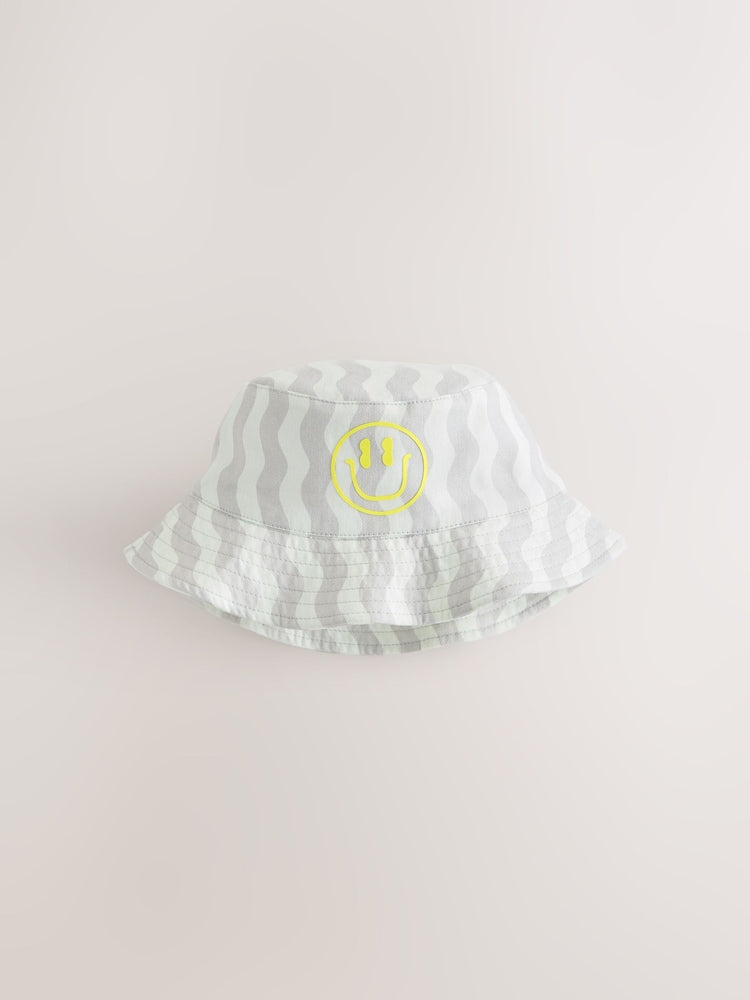 Grey Face/Wavey Stripe Bucket Hats 2 Pack (3mths-13yrs)