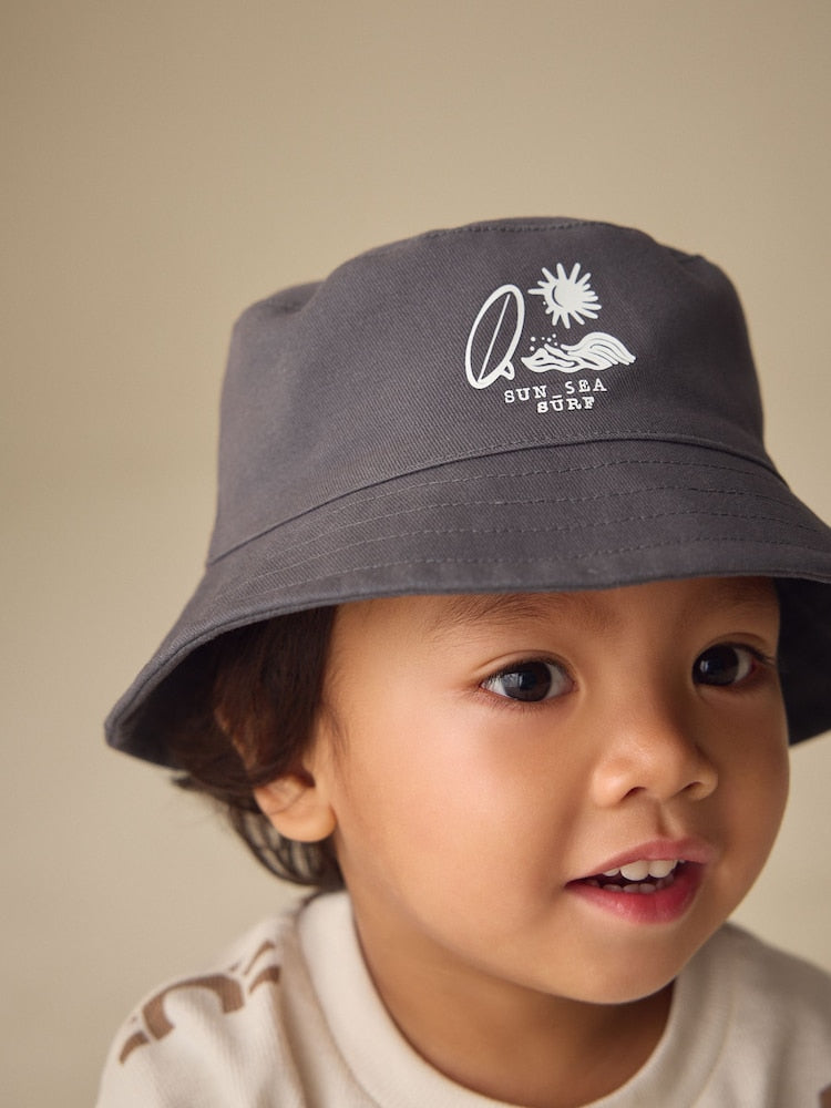 Black/Tan Palm Tree Bucket Hats 2 Pack (3mths-13yrs)