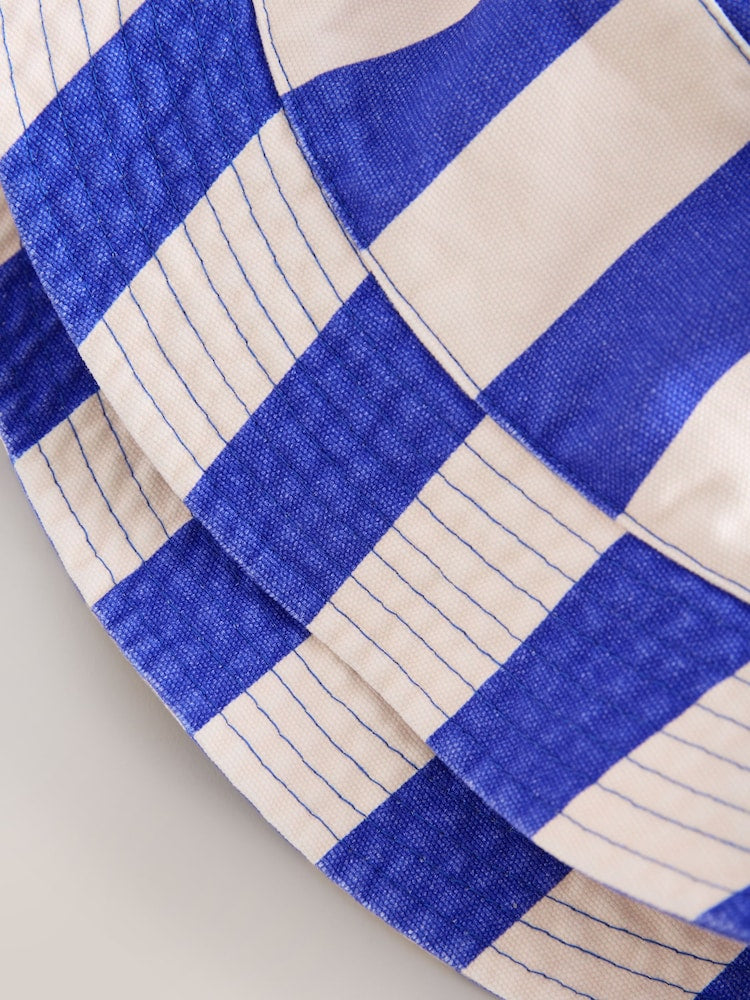 White/Blue Stripe Bucket Hat (3mths-13yrs)