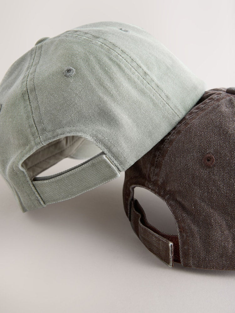 Stone Grey/Rust Brown Motorsports Washed Caps 2 Pack (3mths-10yrs)