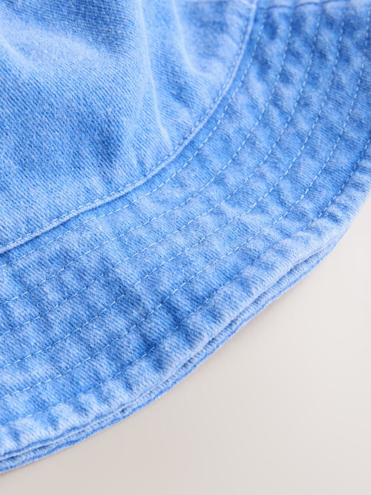 Blue Cotton Canvas Bucket Hat (3mths-13yrs)