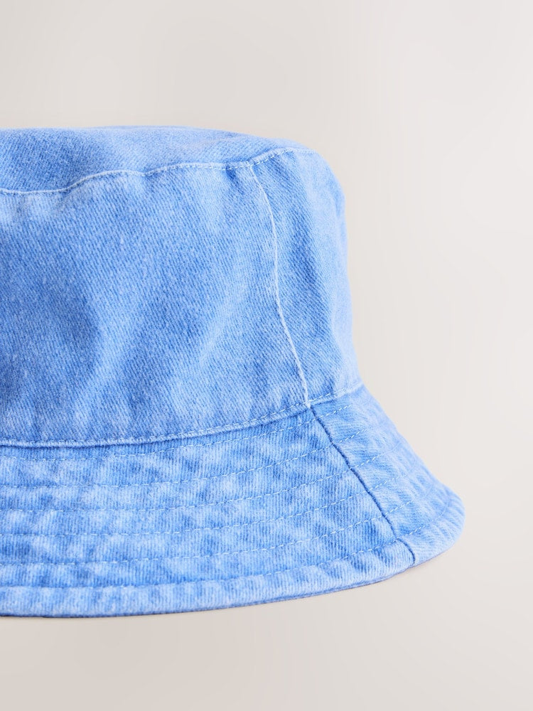 Blue Cotton Canvas Bucket Hat (3mths-13yrs)
