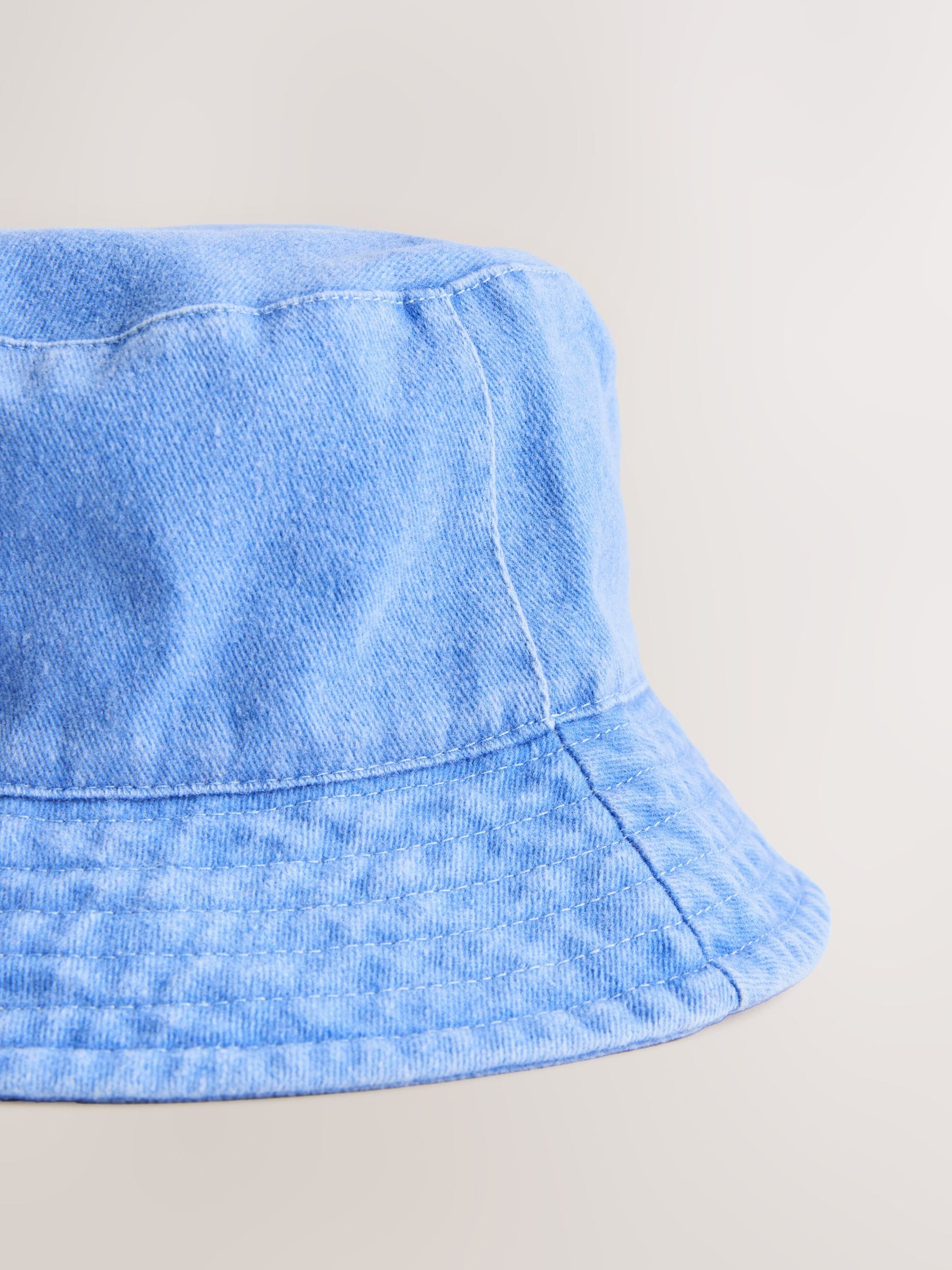 Blue Cotton Canvas Bucket Hat (3mths-13yrs) - Size 3-9 Months (62-74cm)