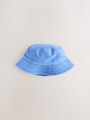 Blue Cotton Canvas Bucket Hat (3mths-13yrs) - Size 3-9 Months (62-74cm)