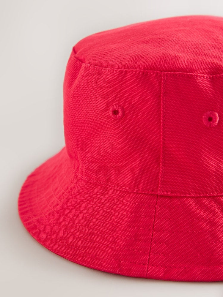 Red Cotton Canvas Bucket Hat (3mths-16yrs)