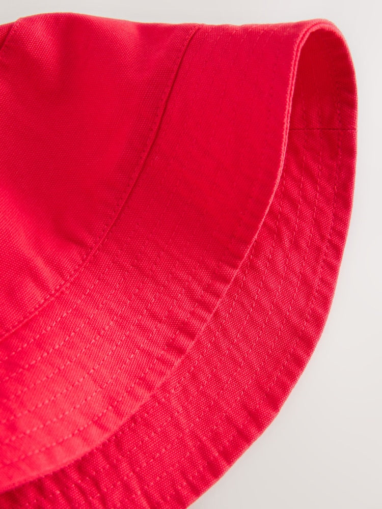 Red Cotton Canvas Bucket Hat (3mths-16yrs)