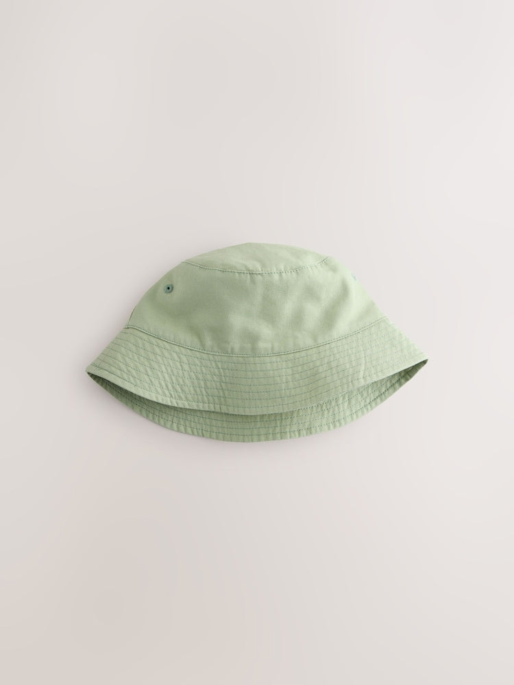 Sage Green Cotton Canvas Bucket Hat (3mths-16yrs)