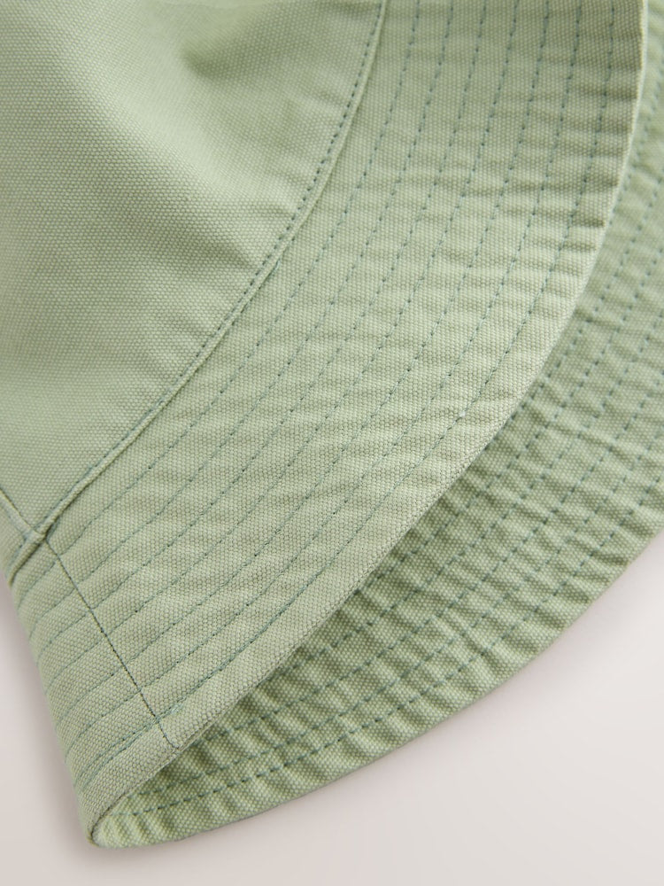 Sage Green Cotton Canvas Bucket Hat (3mths-16yrs)
